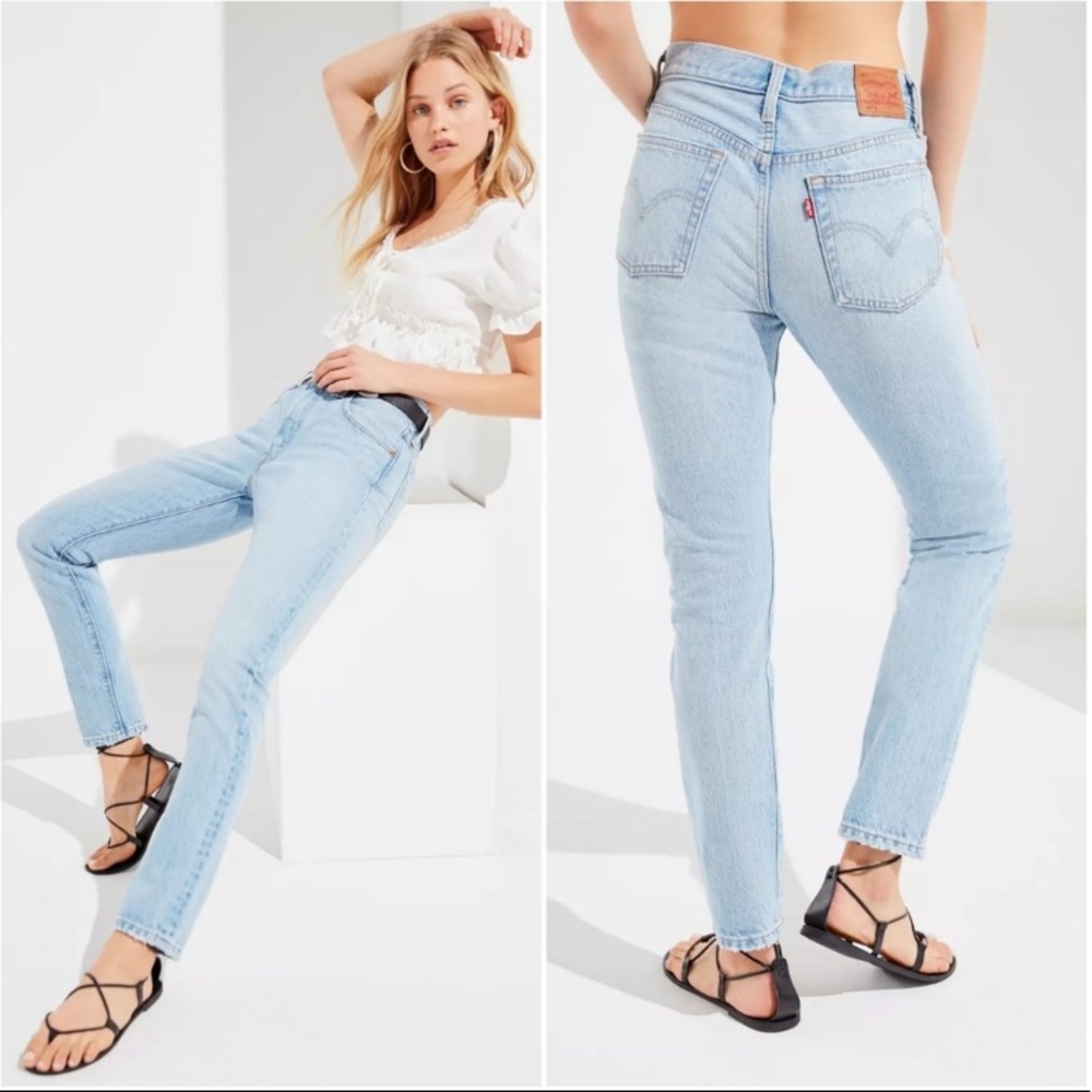 Levi’s high rise 501s with button-fly